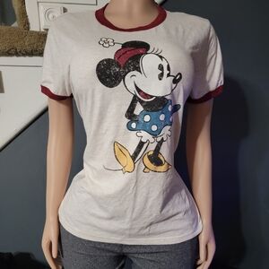 Disney Women's White and Red Minnie Mouse Top